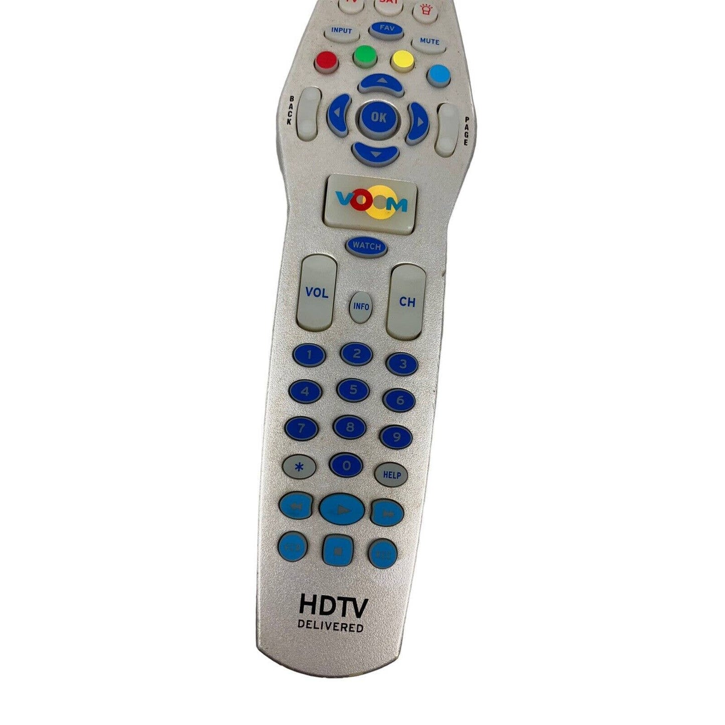 VOOM UR3-SAT-CV01VER:3.0 HDTV Cable Replacement Remote Control Silver