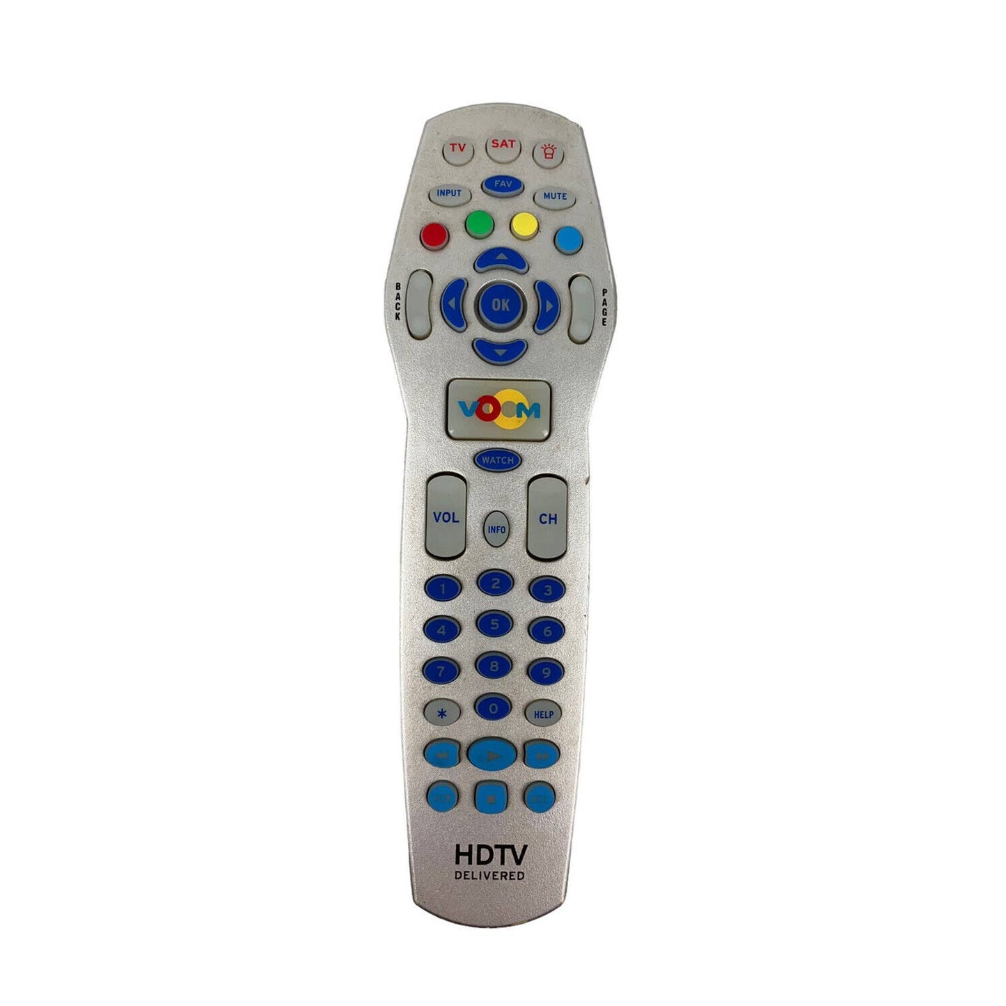 VOOM UR3-SAT-CV01VER:3.0 HDTV Cable Replacement Remote Control Silver