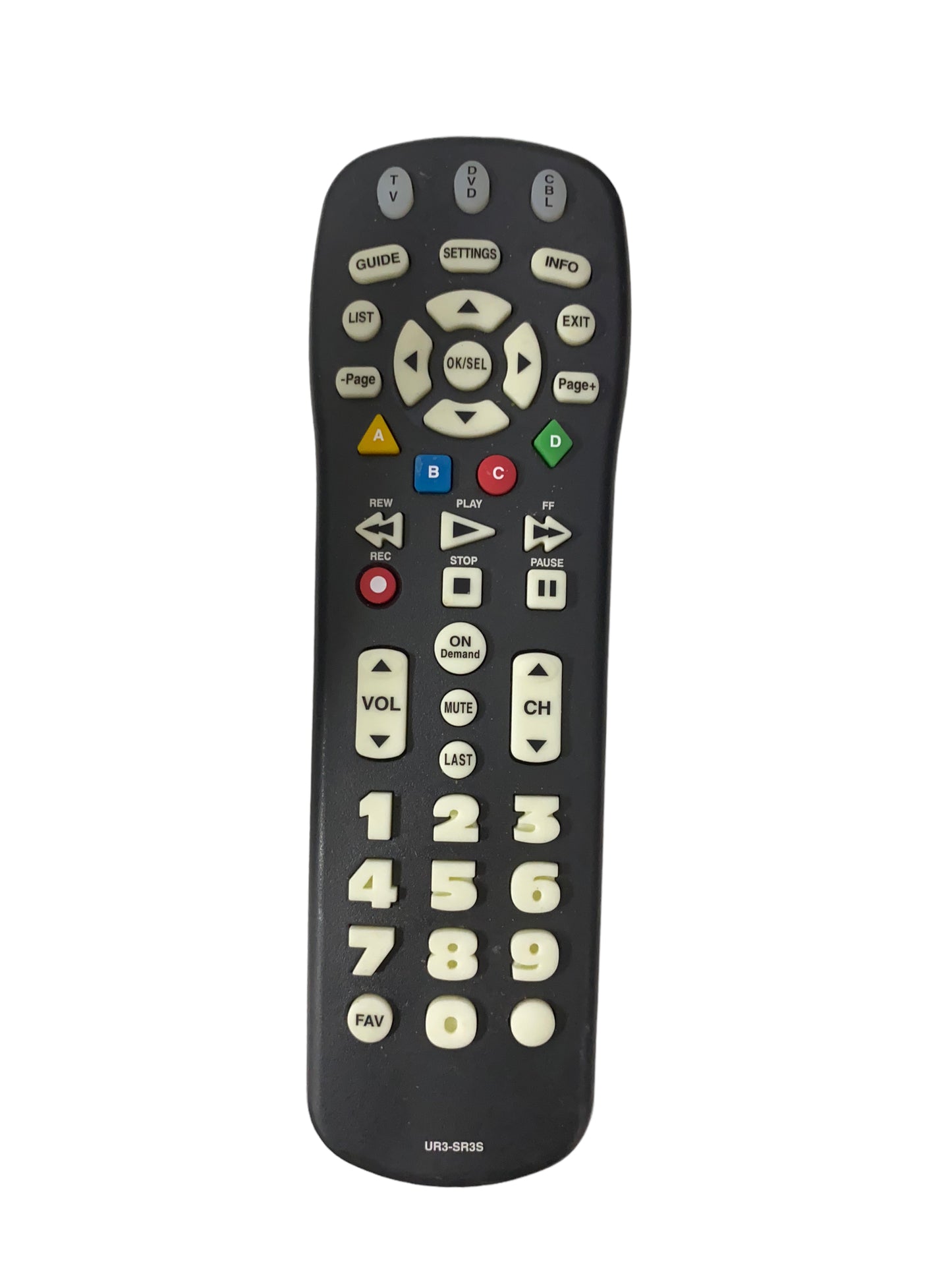 UR3-SR3S Big Button Time Warner/Spectrum Cable Replacement Remote Control