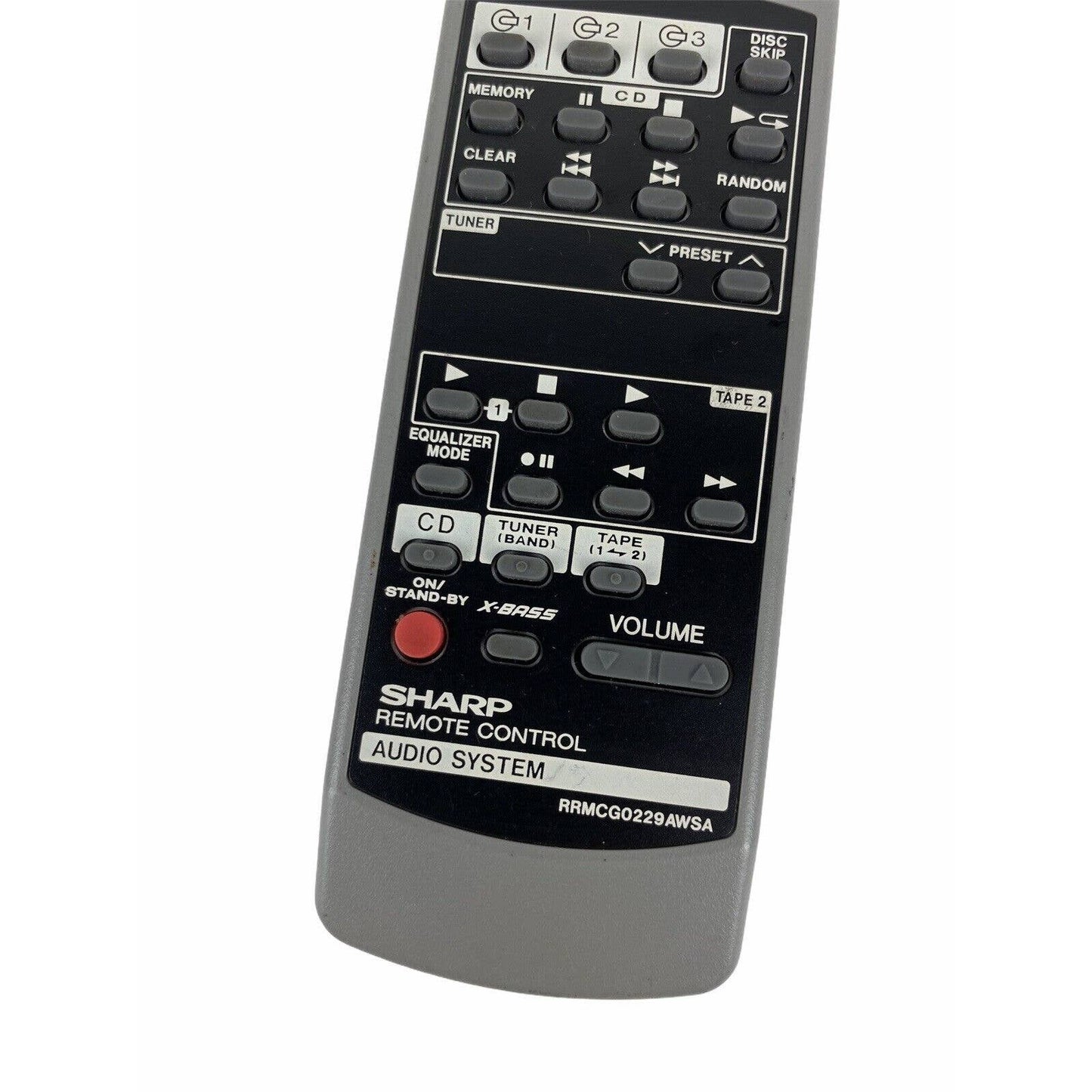 Sharp RRMCG0229AWSA Audio System Replacement Remote Control